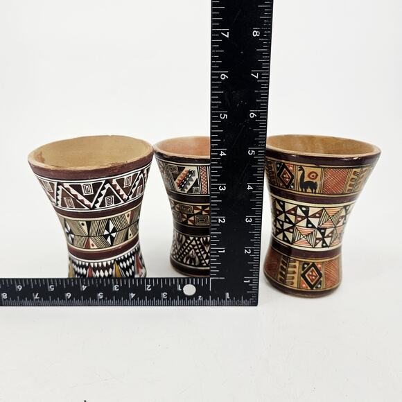 Lot of Chicha Jug Pitchers & Cups Pottery Cuzco Peru Inca Style Cat Animal VTG - Picture 7 of 14